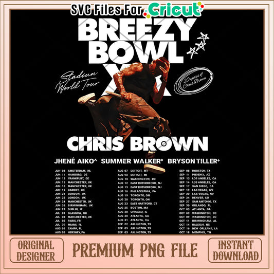 Chris brown world tour white png, rnb concert design png, hip hop event graphic png