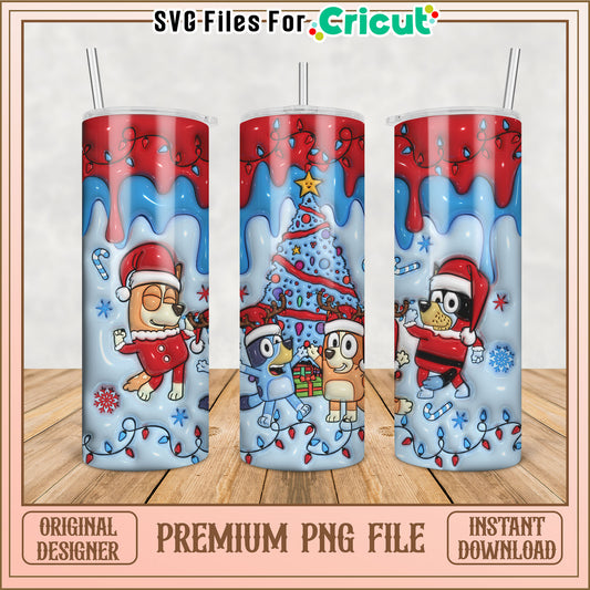 Christmas Bluey Tumbler PNG Design