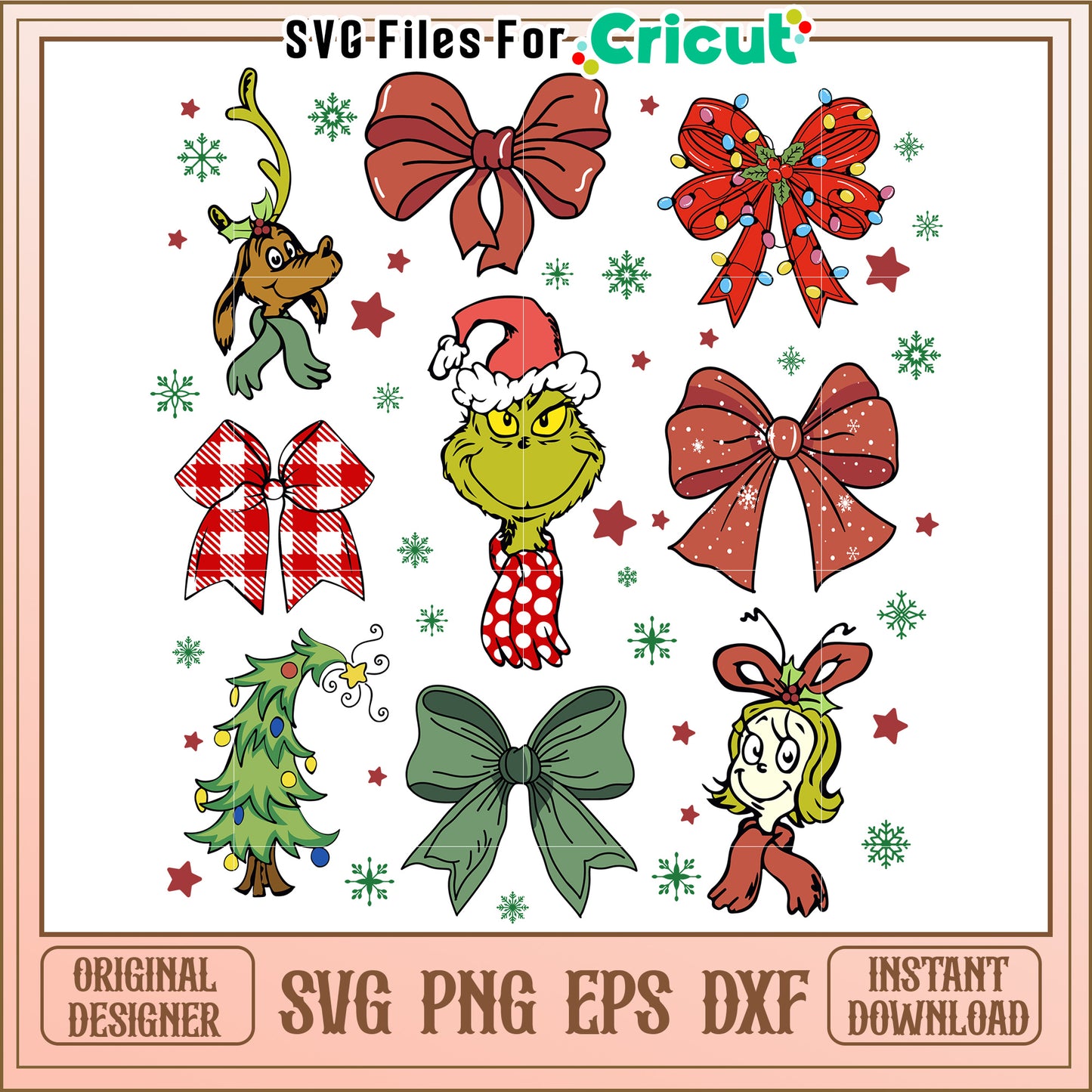 Christmas Bow SVG Bundle Grinch & More
