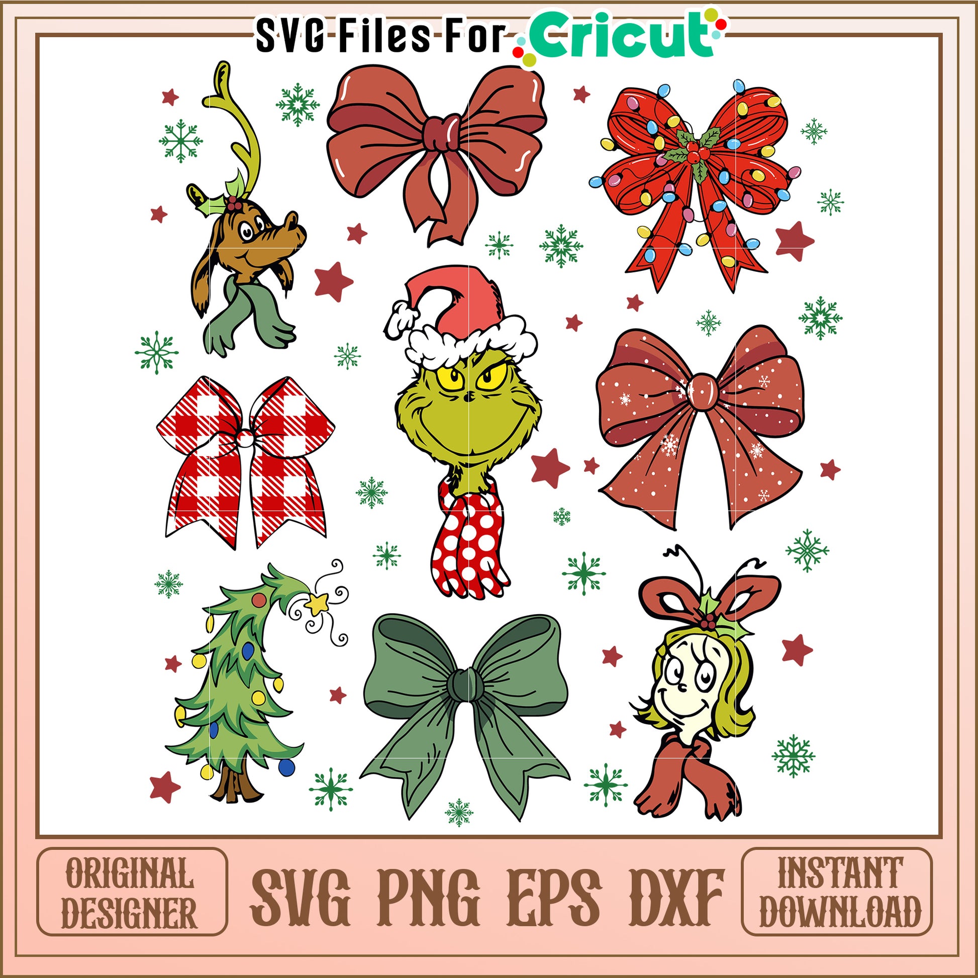 Christmas Bow SVG Bundle Grinch & More
