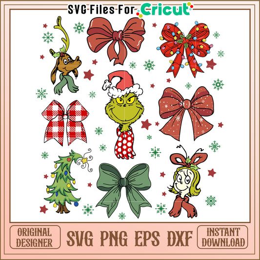Christmas Bow SVG Bundle Grinch & More