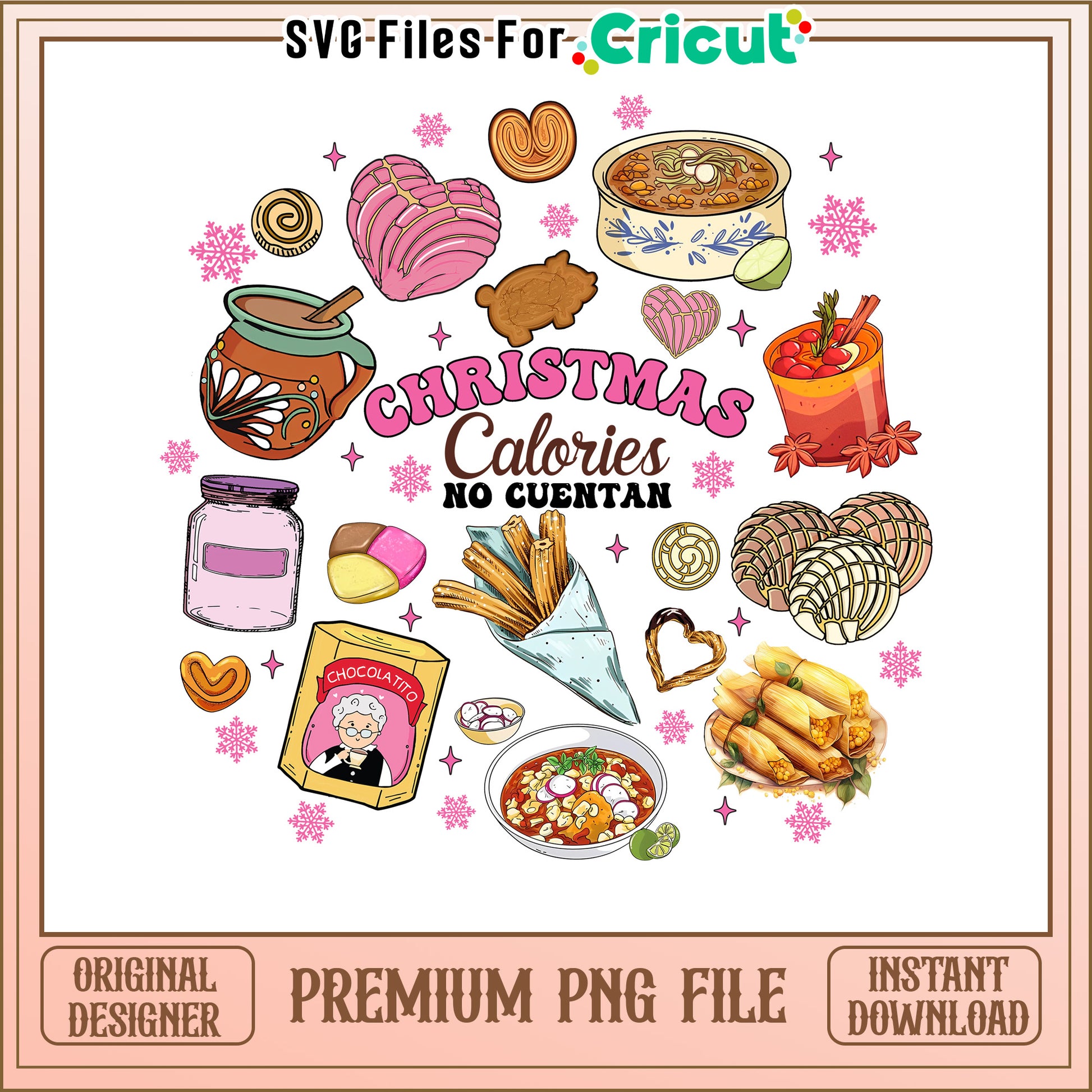 Christmas Calories No Cuentan PNG Design, Perfect for Cricut Crafts