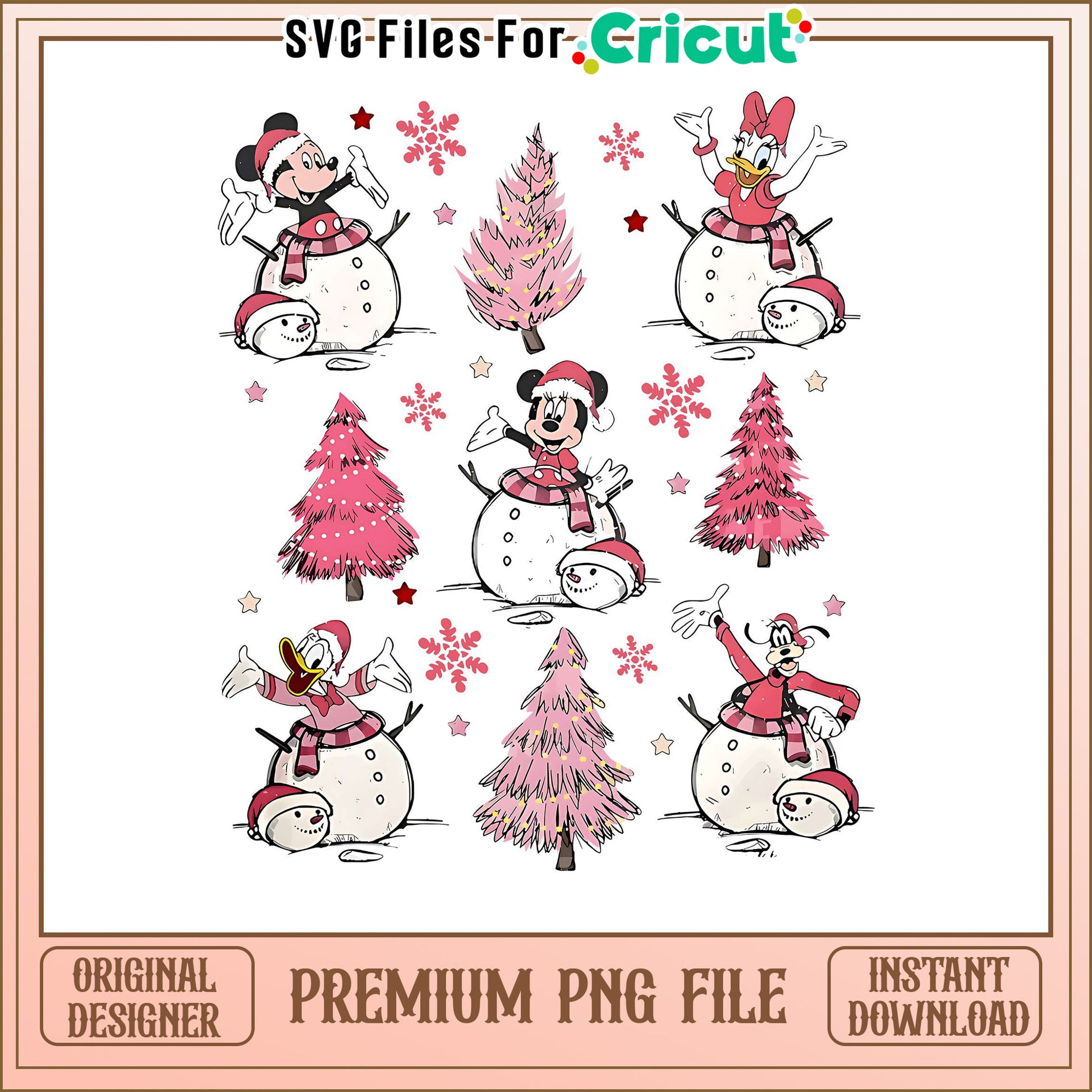 Christmas Characters PNG File, Snowmen and Trees for Cricut Projects