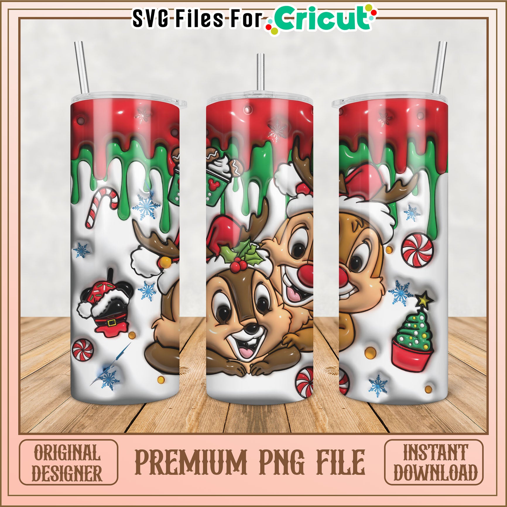 Christmas Chipmunk Tumbler PNG