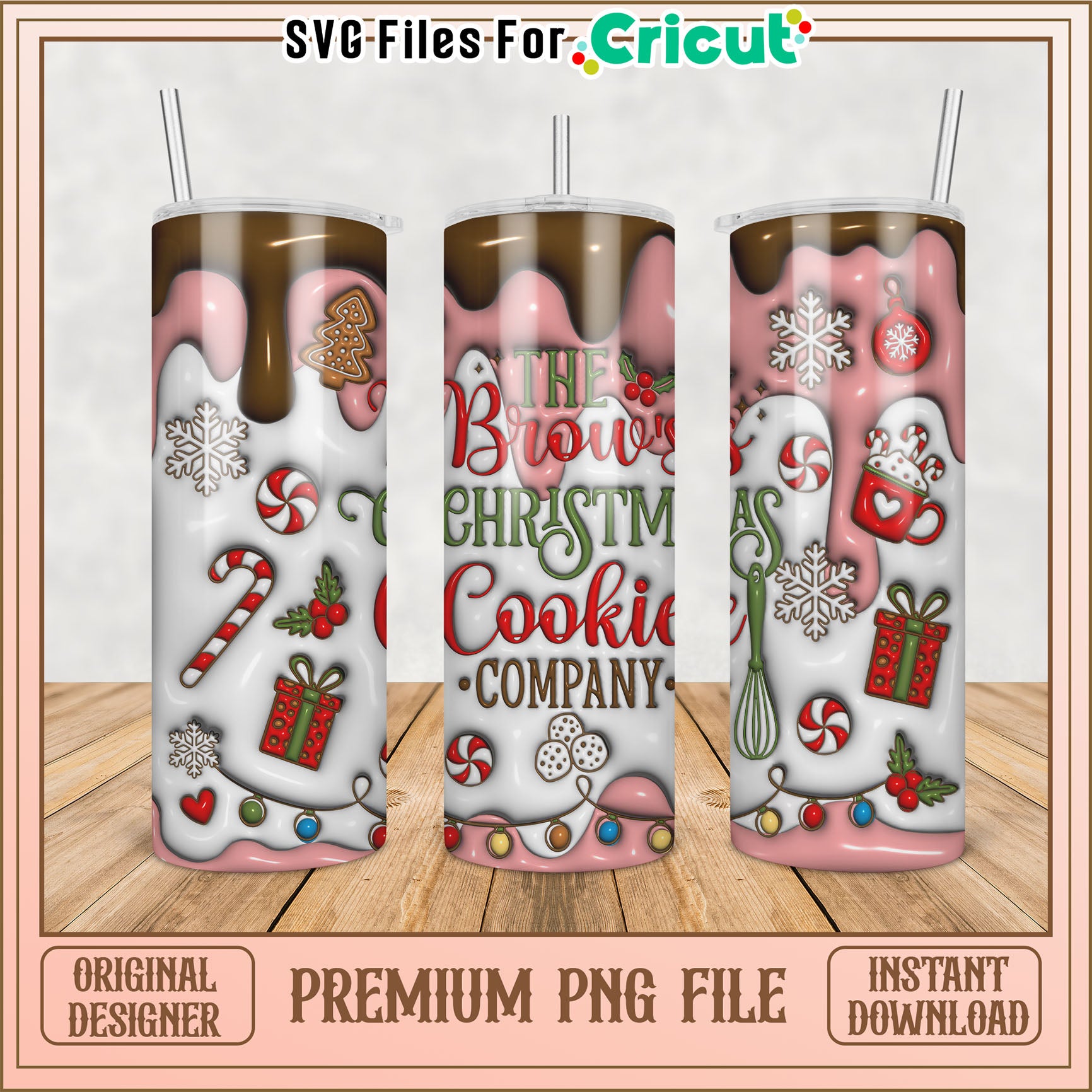 Christmas Cookie Tumbler PNG