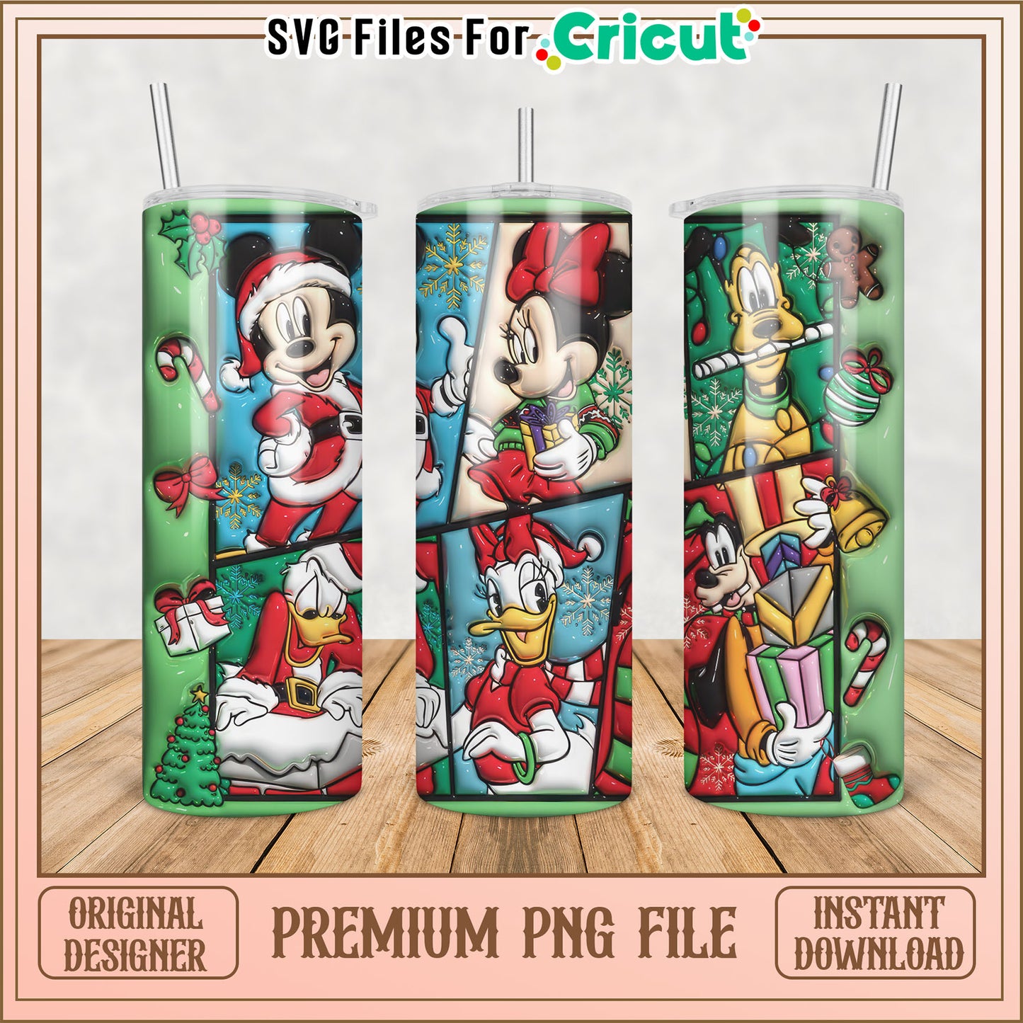 Christmas Disney Tumbler PNG Design