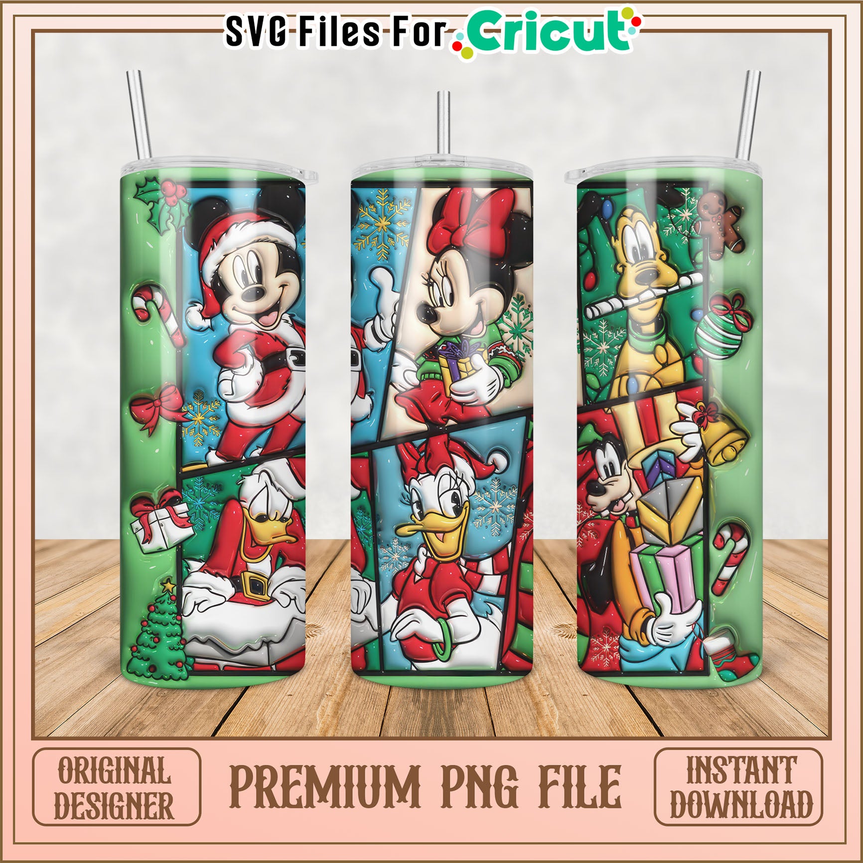 Christmas Disney Tumbler PNG Design