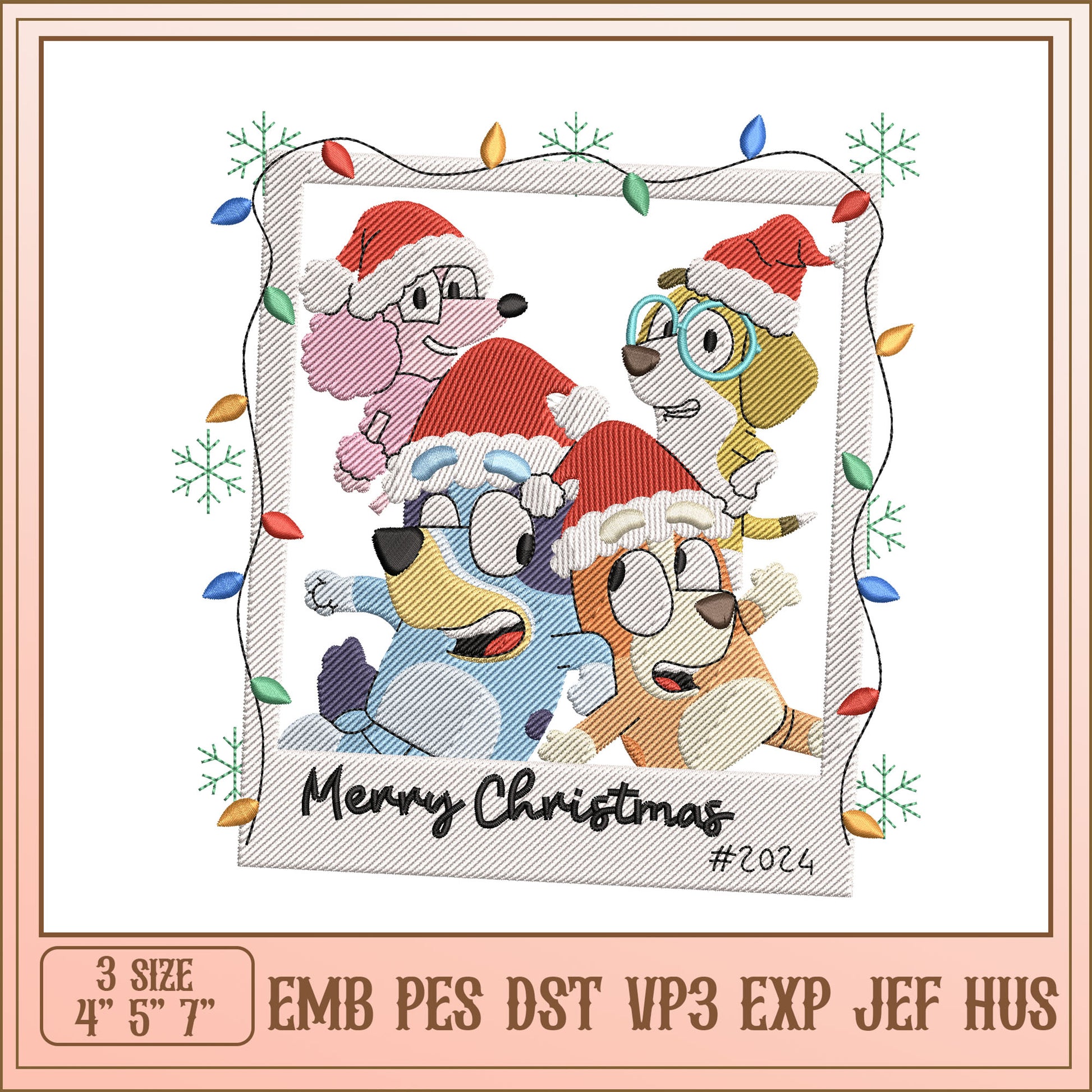 Christmas Dogs Embroidery Design