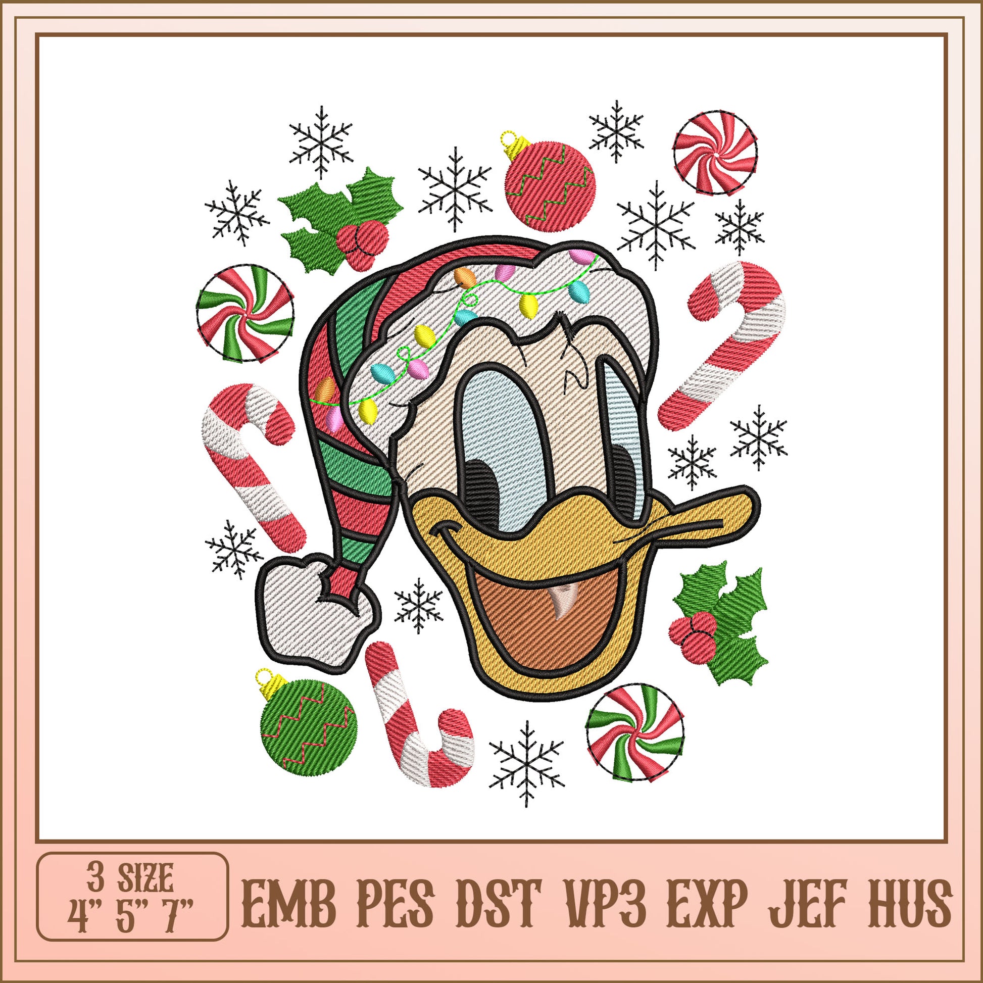 Christmas Donald Duck Embroidery Design