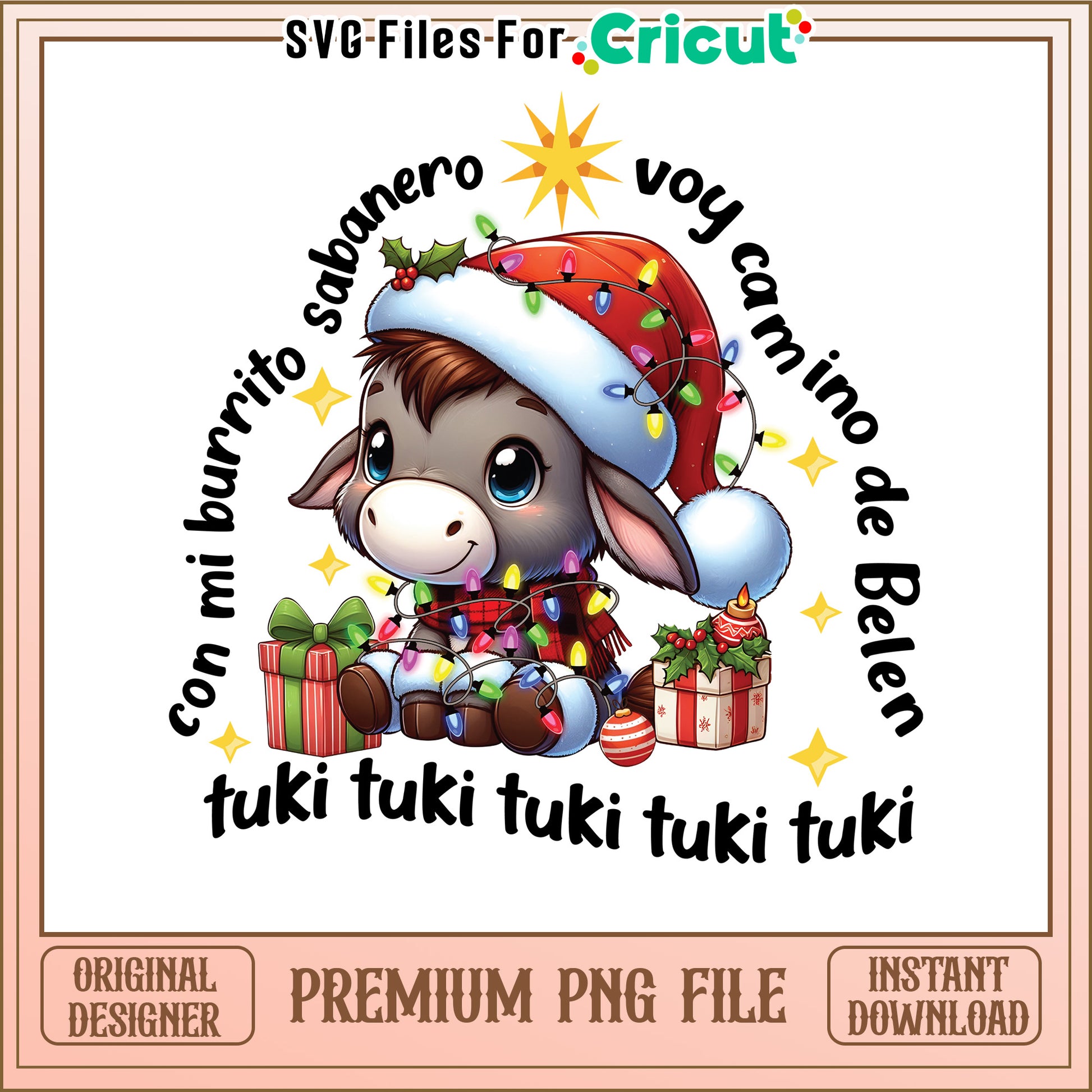 Christmas Donkey PNG, Instant Download Premium File