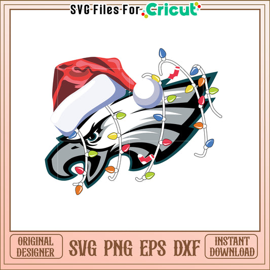 Christmas Eagle SVG Design with Lights and Hat