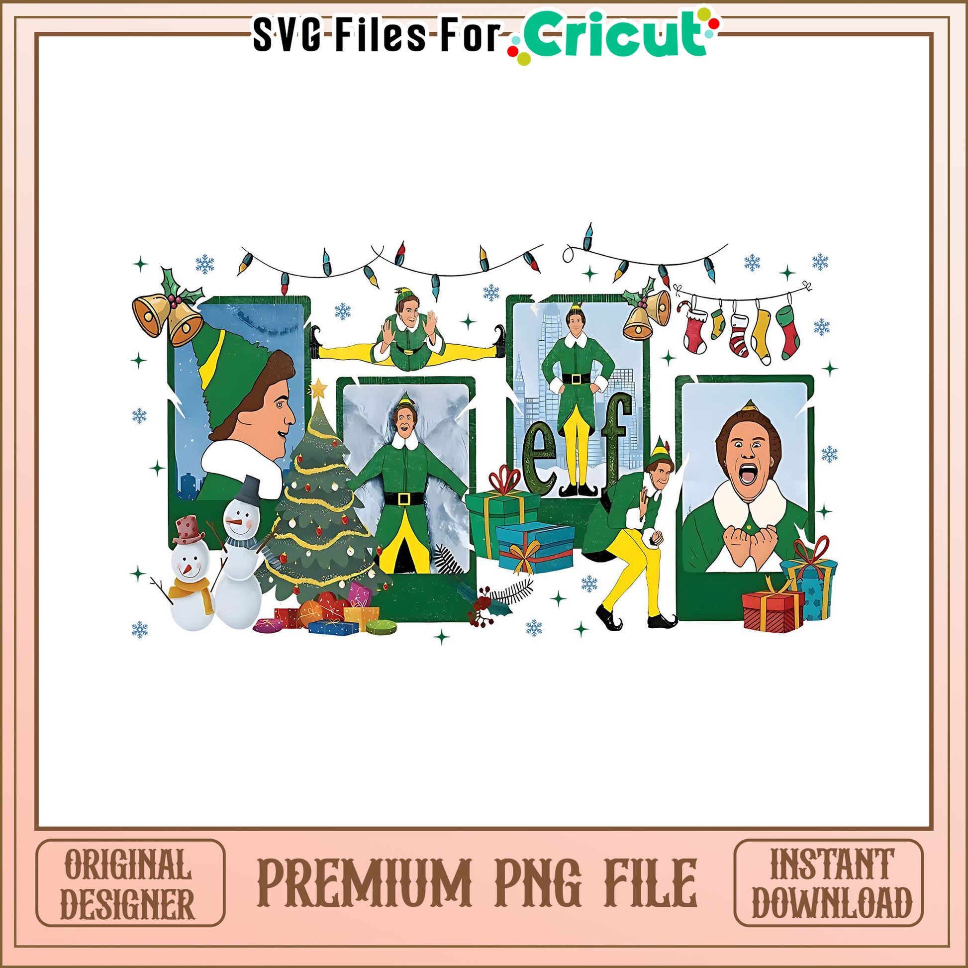 Christmas Elf PNG design for Cricut, festive holiday fun artwork