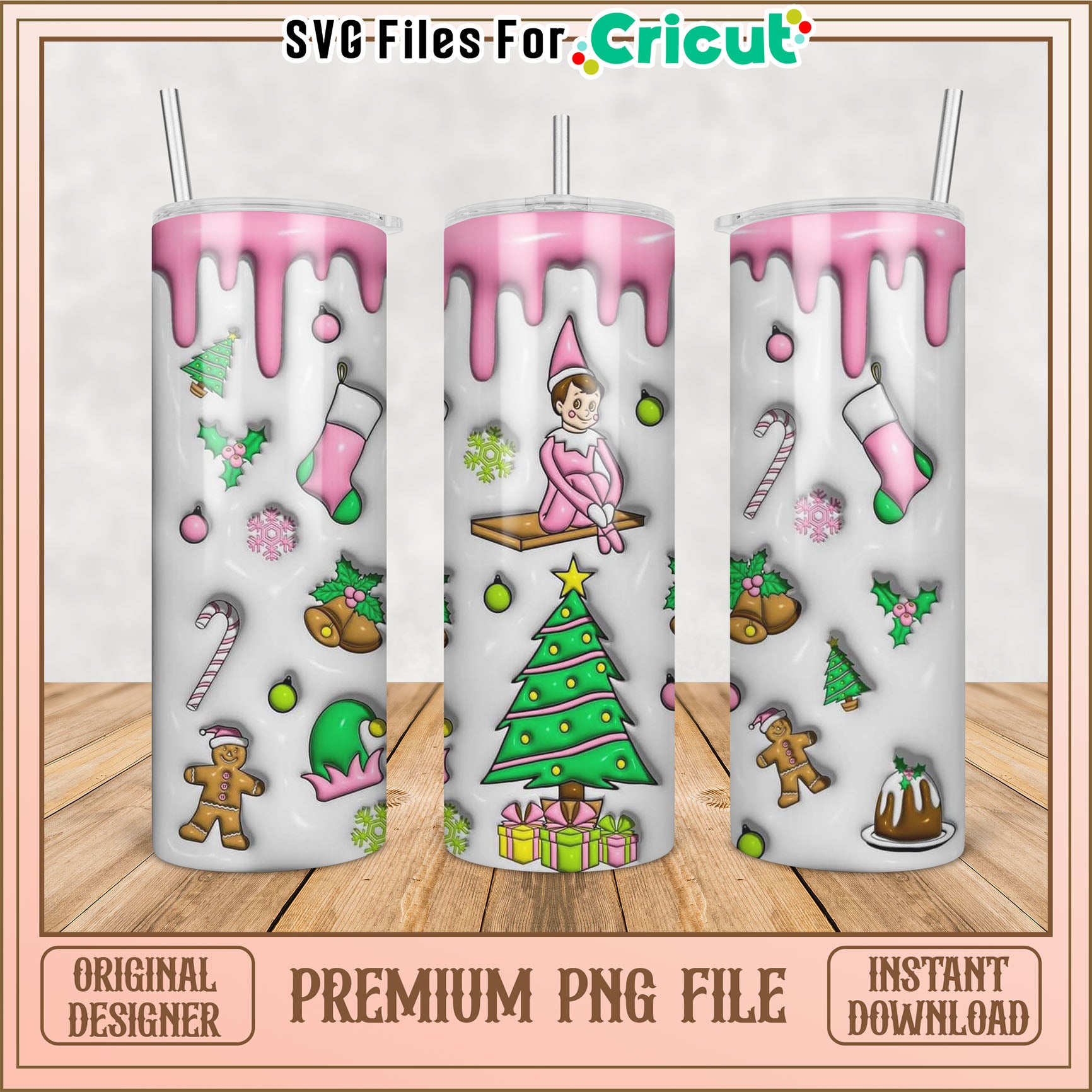 Christmas Elf Tumbler PNG Sublimation