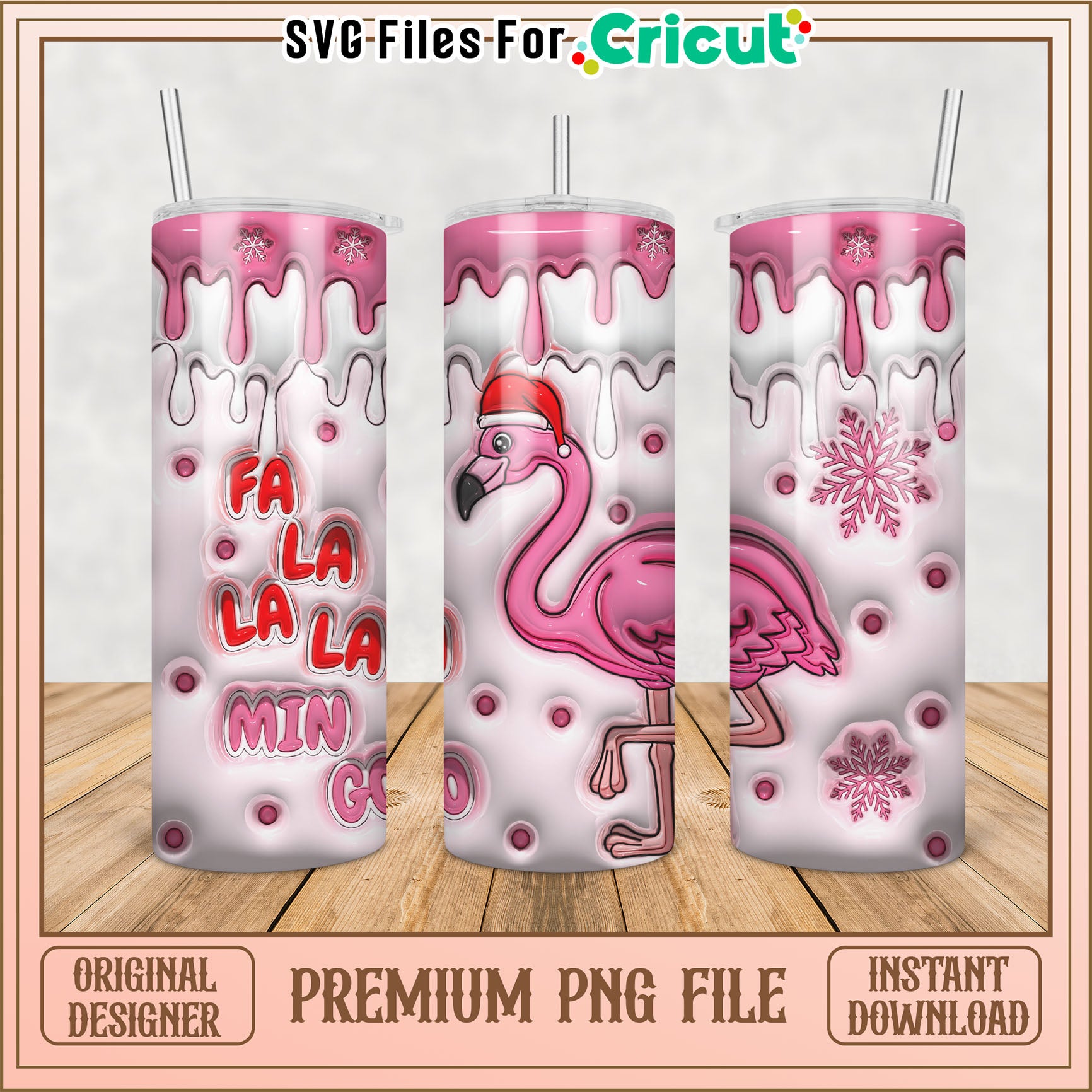 Christmas Flamingo Tumbler PNG Design