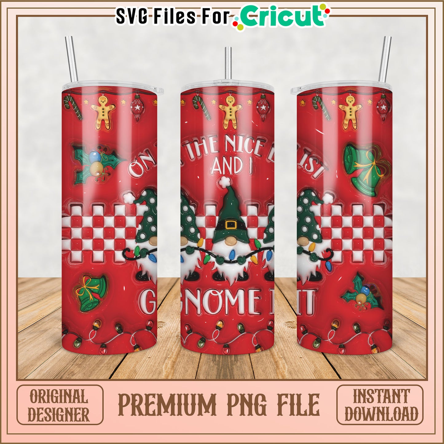 Christmas Gnome Tumbler PNG