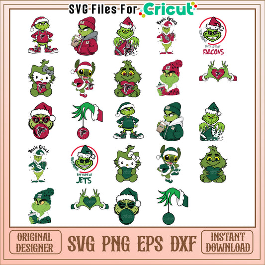 Christmas Grinch SVG Bundle Falcons & Jets