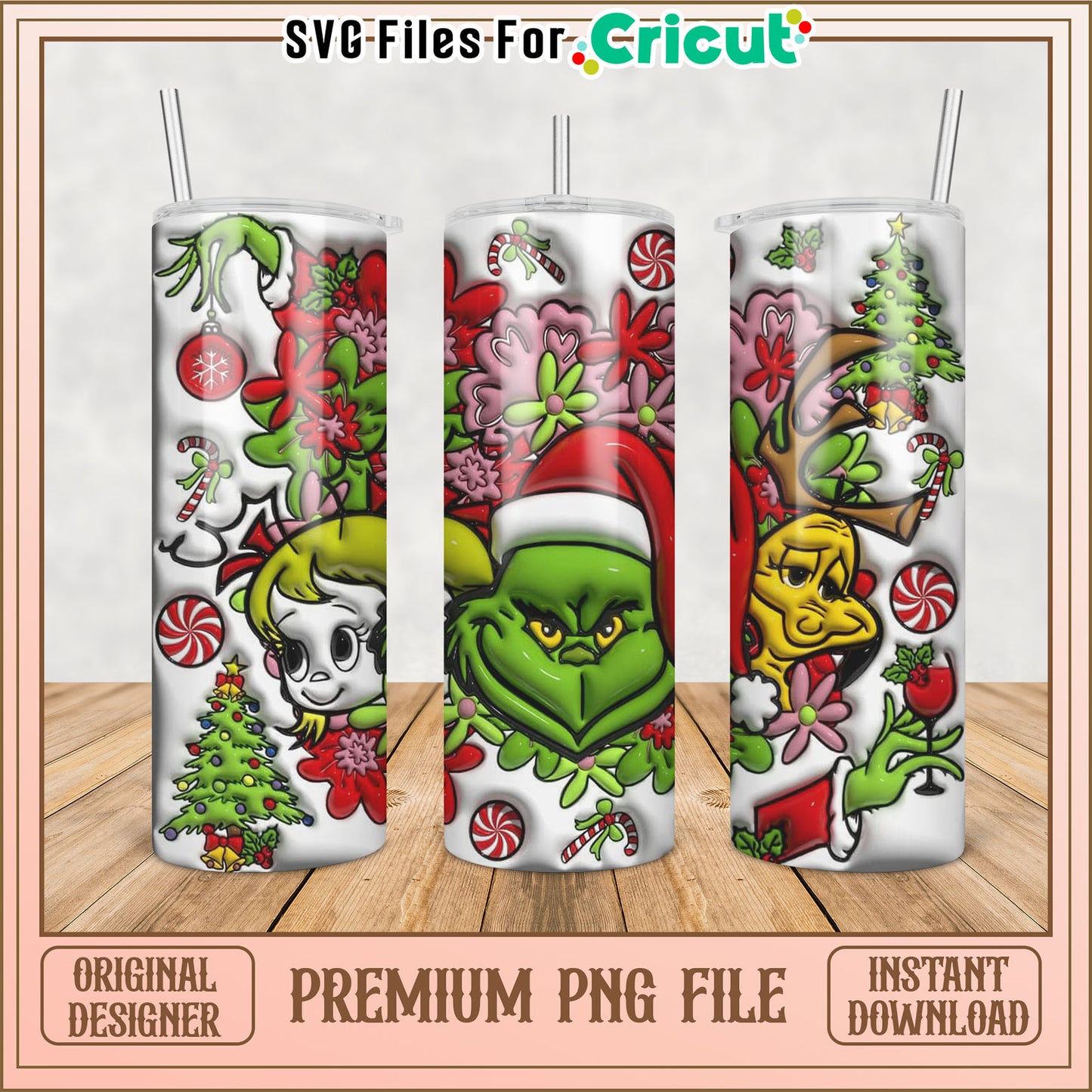 Christmas Grinch Tumbler PNG