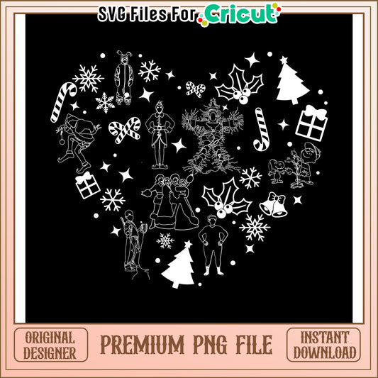 Christmas Heart PNG Design, Holiday Elements for Crafts and Projects