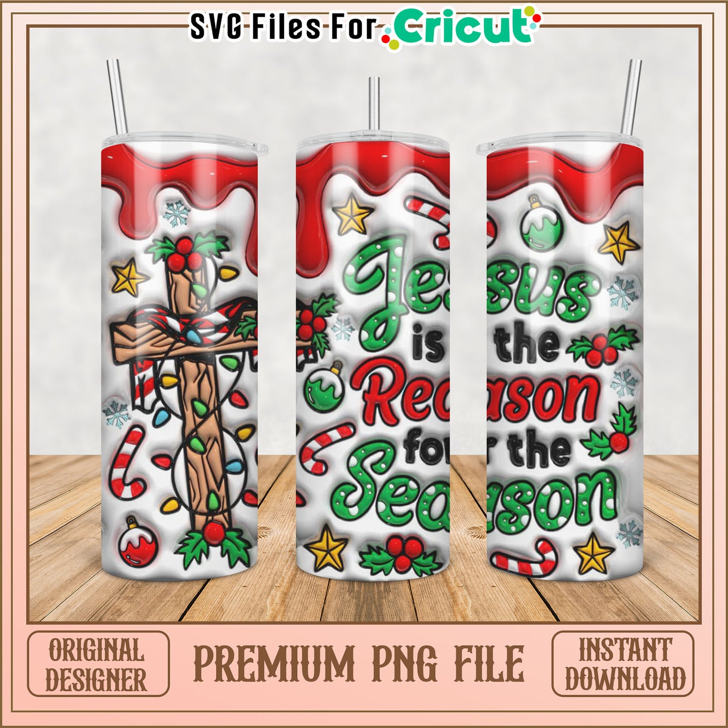 Christmas Jesus Tumbler PNG Design