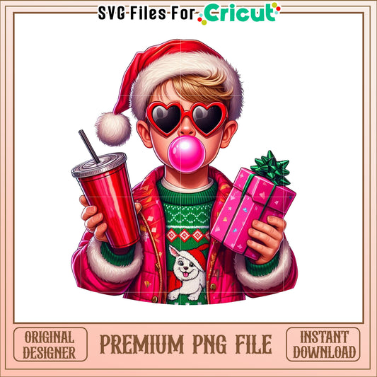 Christmas Kid PNG Gift Soda Bubbly Fun
