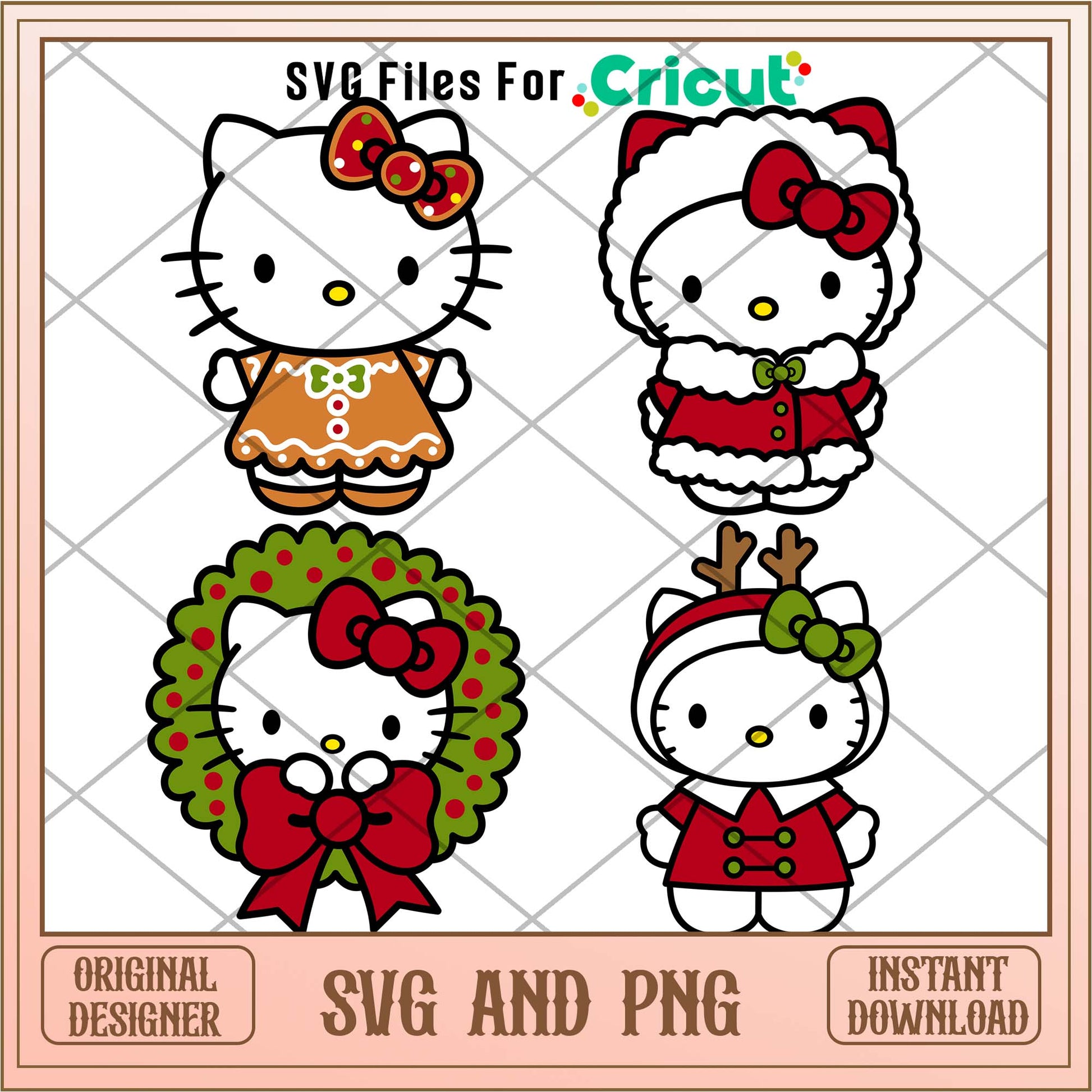 Hello Kitty cartoon Christmas svg bundle