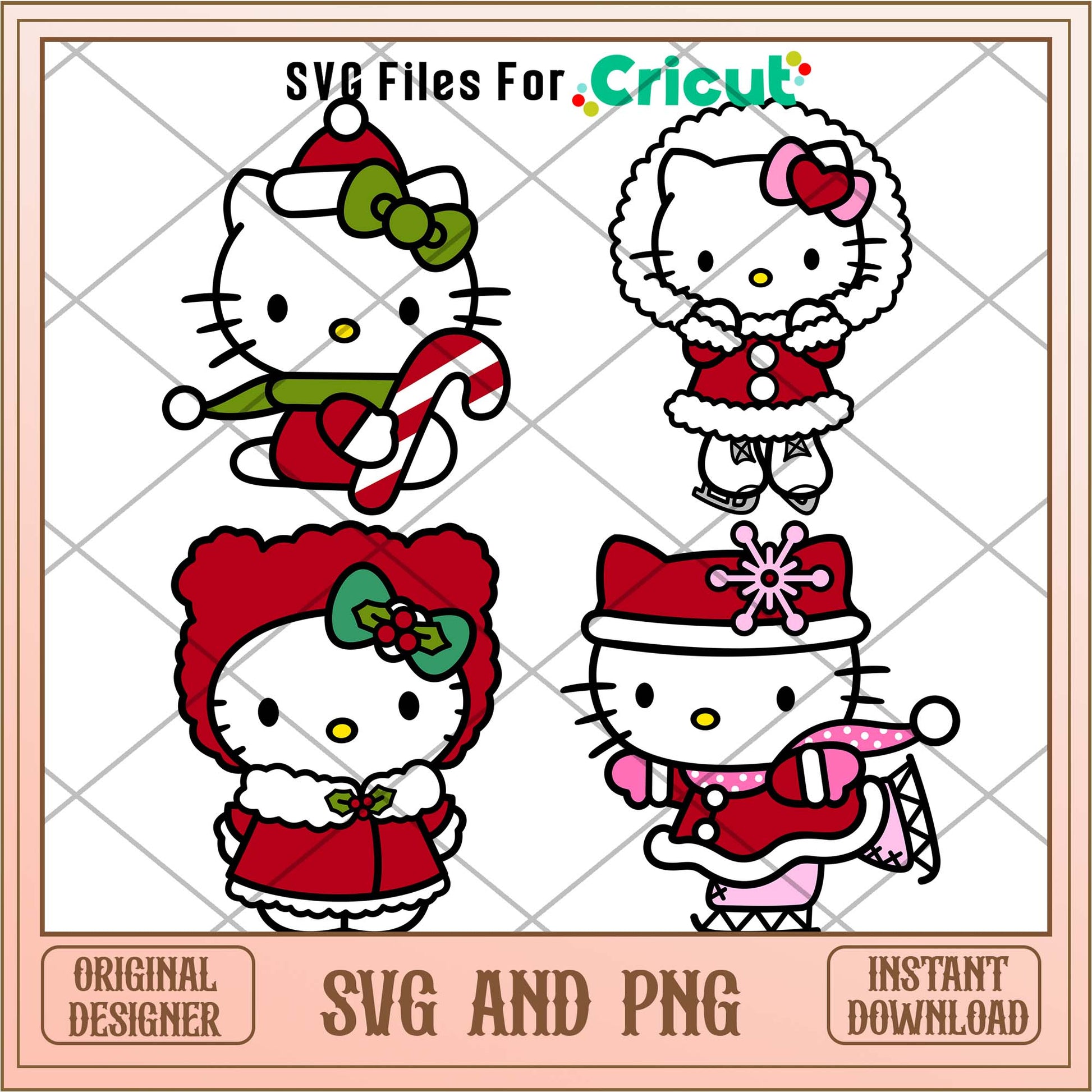 Hello Kitty cartoon Christmas day svg bundle