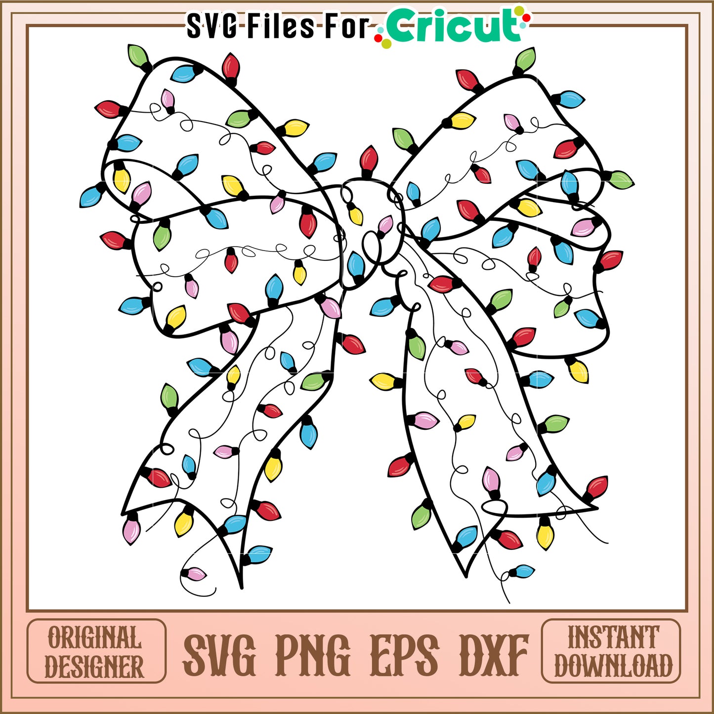 Christmas Lights Bow SVG PNG EPS DXF
