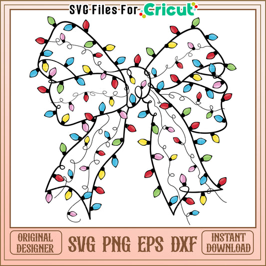 Christmas Lights Bow SVG PNG EPS DXF