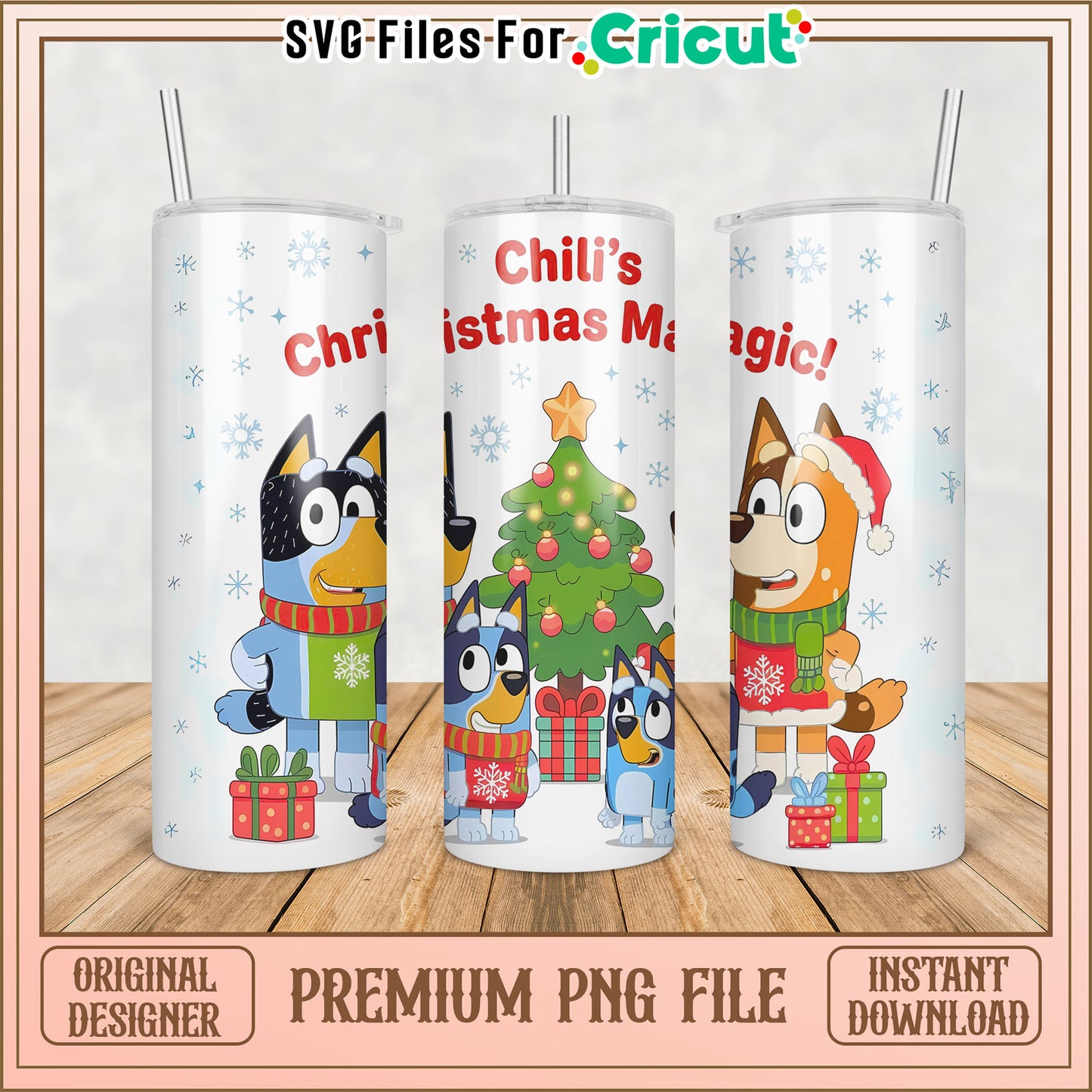 Christmas Magic Tumbler PNG File for Cricut Holiday Designs