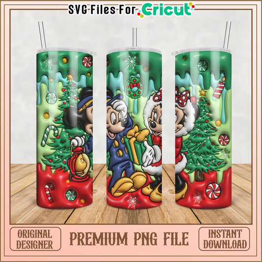 Christmas Mickey Minnie Tumbler PNG Design