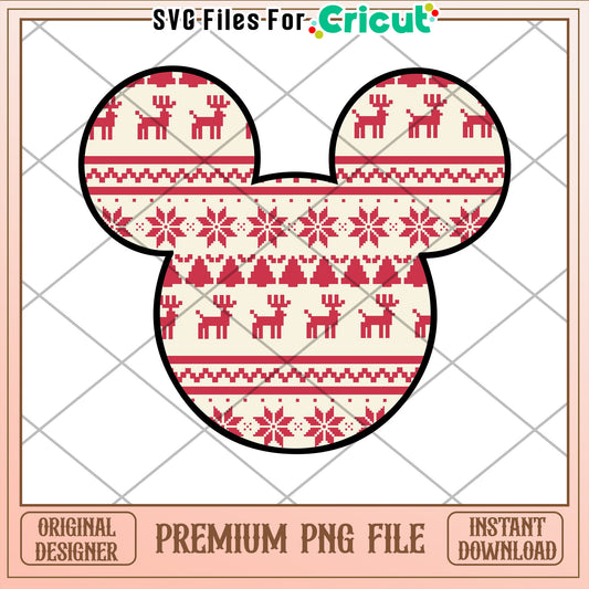 Christmas Mickey PNG Fair Isle Design