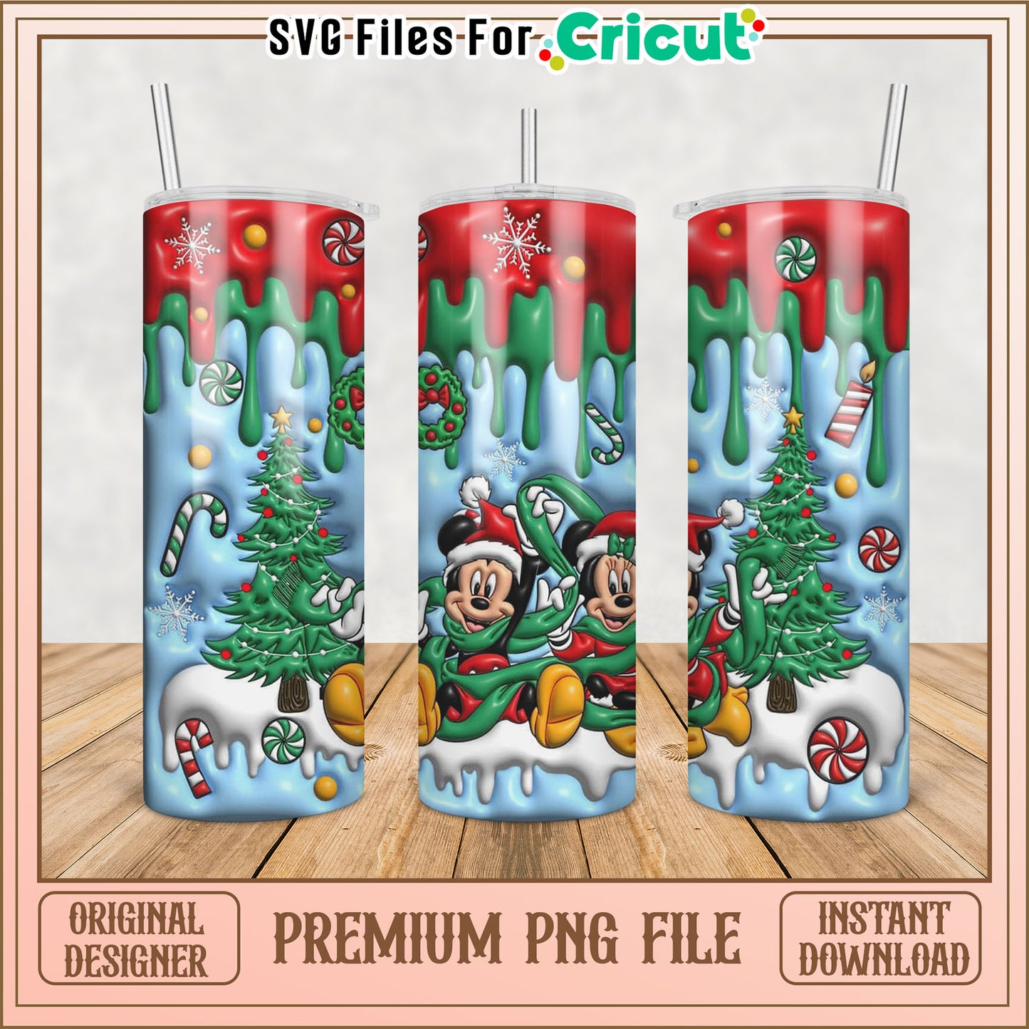 Christmas Mickey Tumbler PNG Design