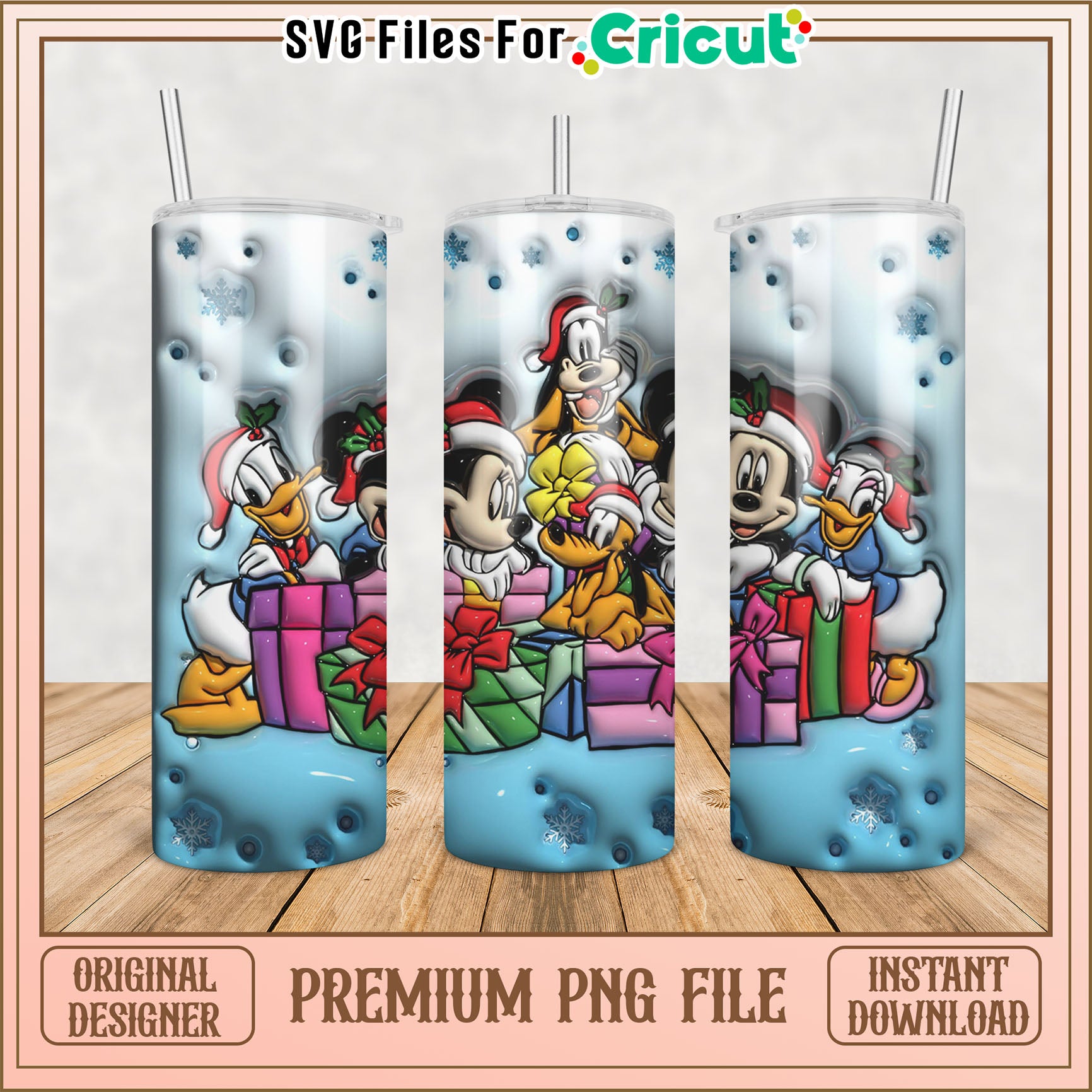 Christmas Mickey Tumbler PNG Sublimation Design