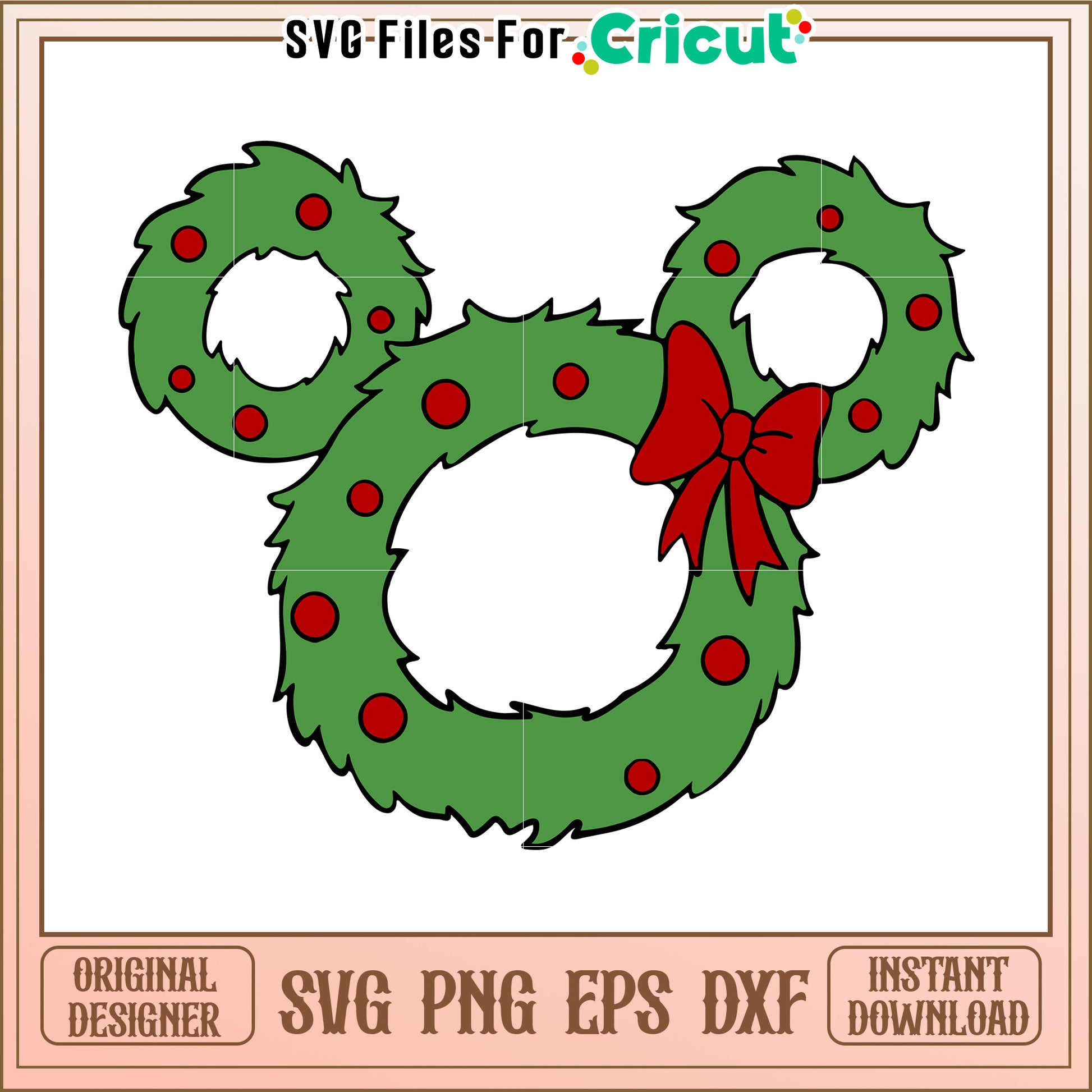 Christmas Mickey Wreath SVG PNG EPS DXF