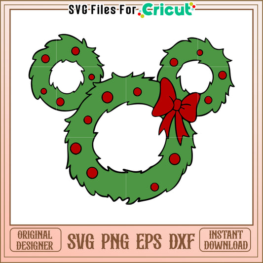 Christmas Mickey Wreath SVG PNG EPS DXF