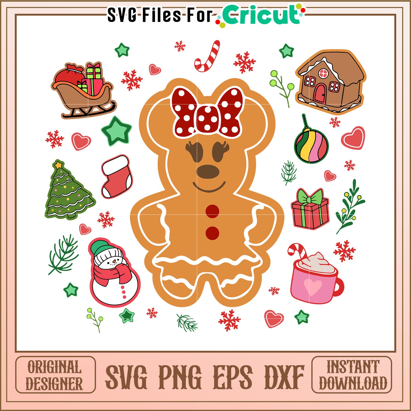 Christmas Minnie Mouse SVG Cut File