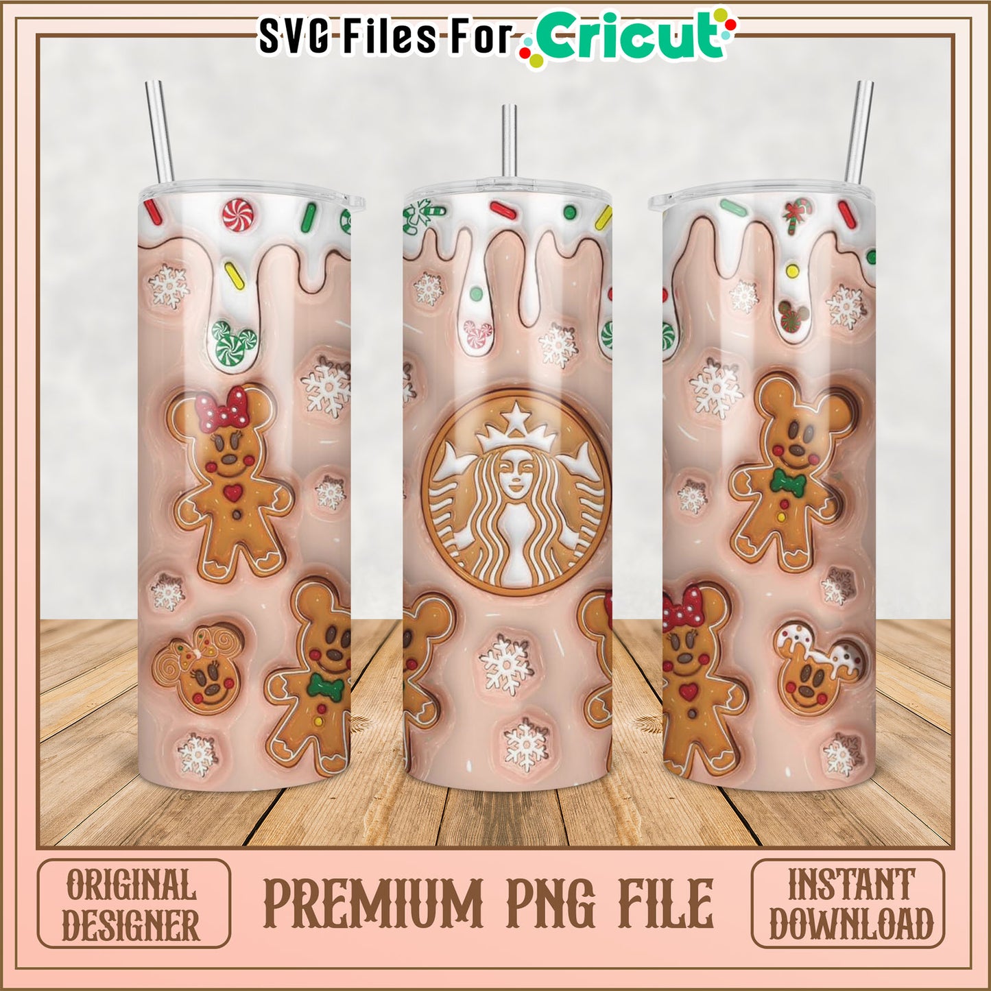 Christmas Minnie Starbucks PNG Tumbler