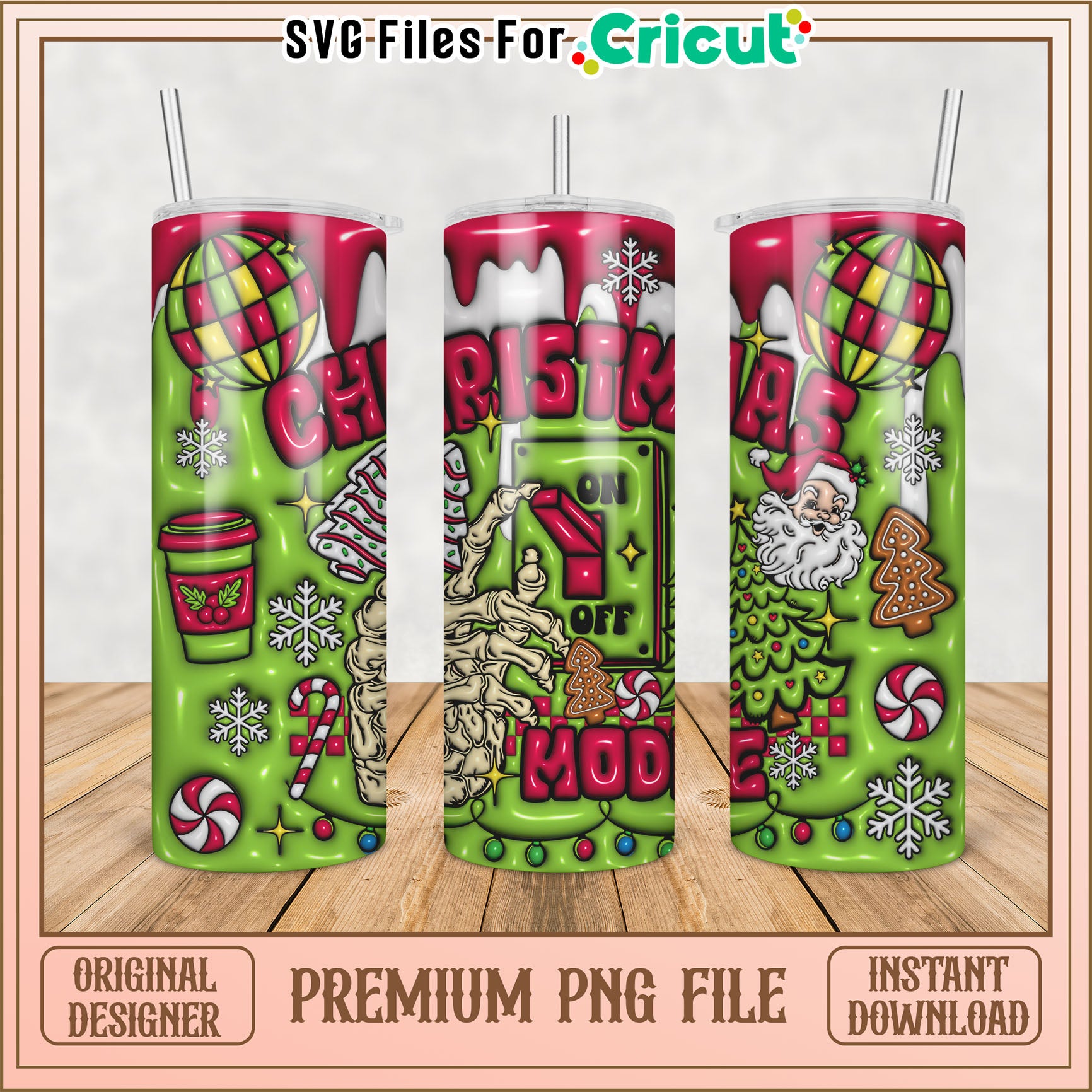 Christmas Mode PNG Tumbler Design