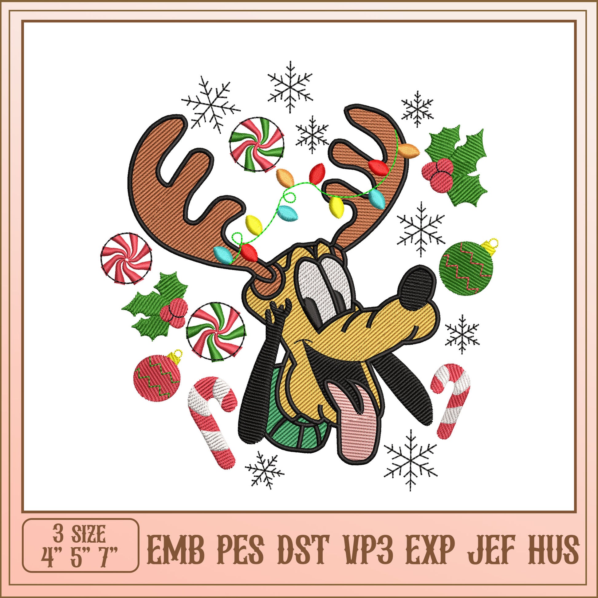Christmas Pluto Embroidery Design