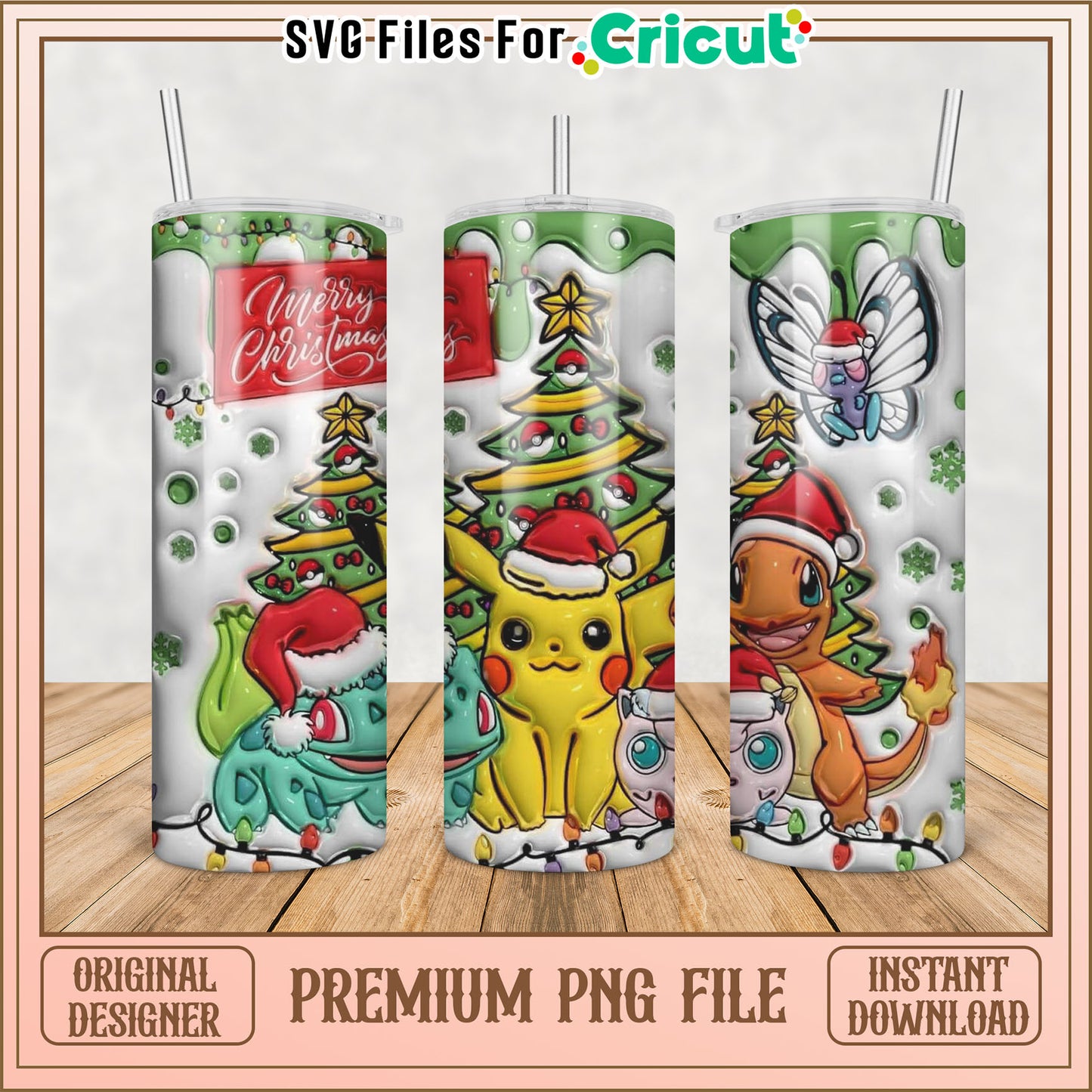 Christmas Pokemon PNG Sublimation Design