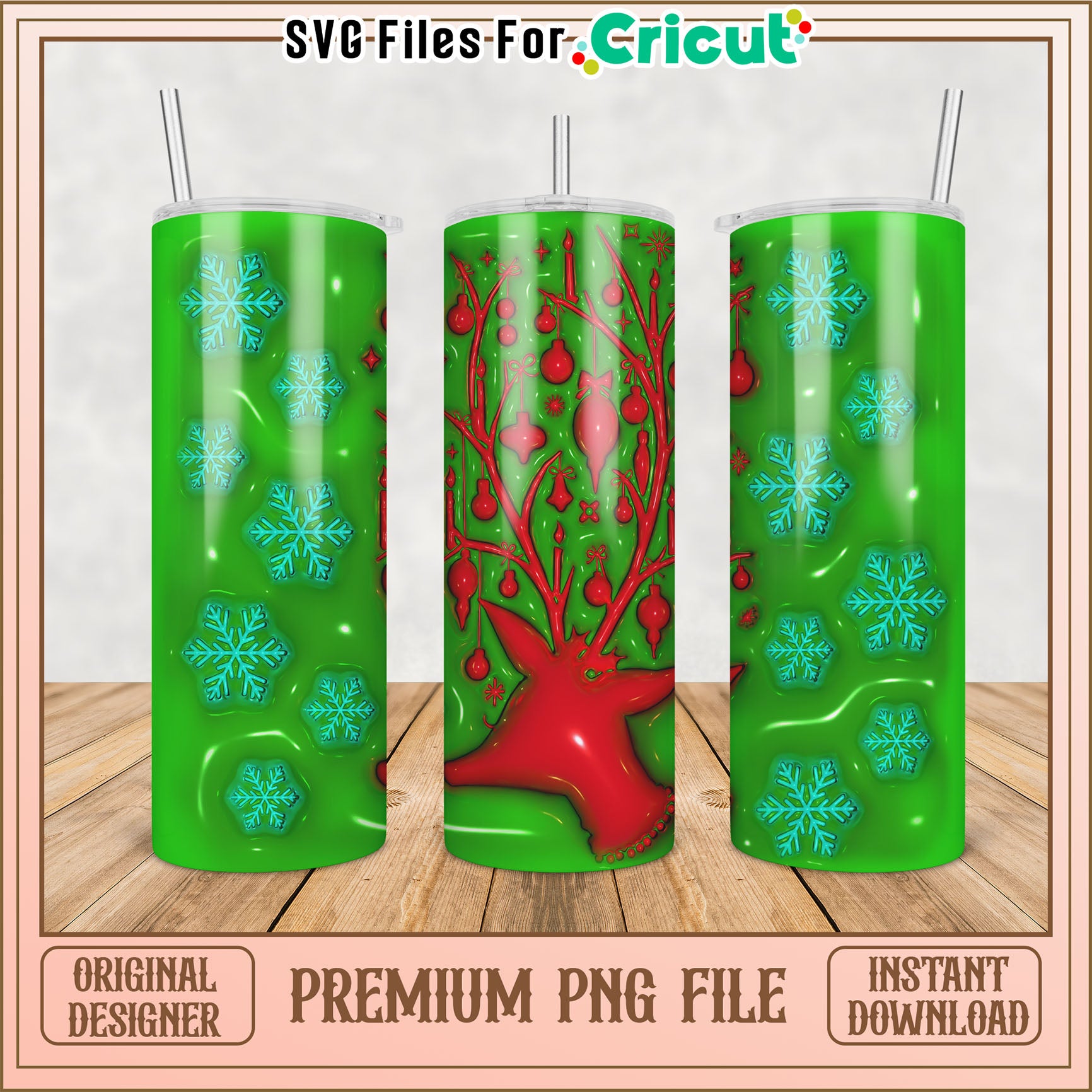 Christmas Reindeer Tumbler PNG