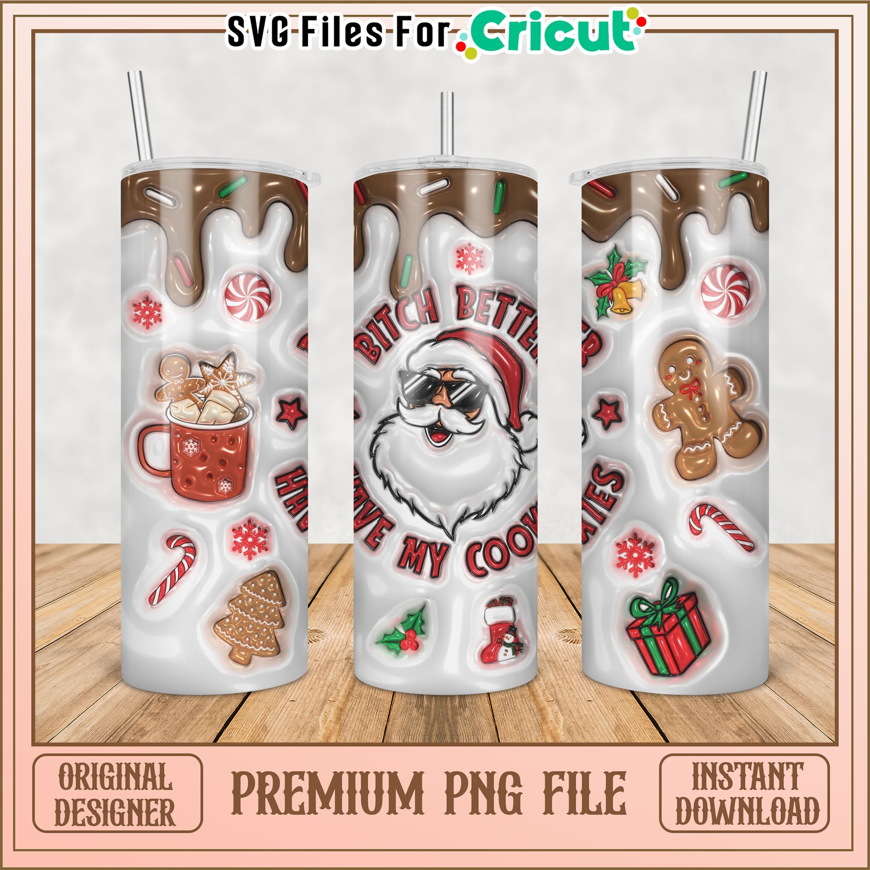 Christmas Santa Tumbler PNG Design