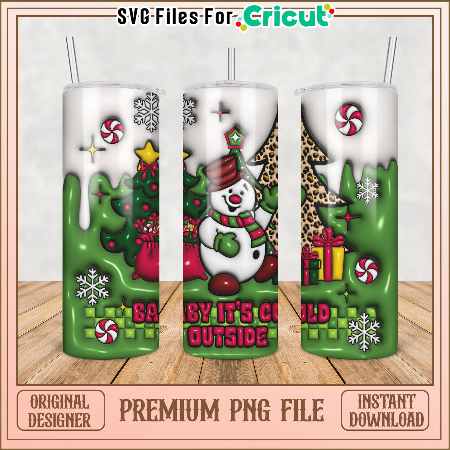 Christmas Snowman Tumbler PNG