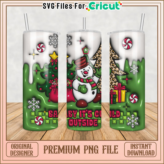 Christmas Snowman Tumbler PNG