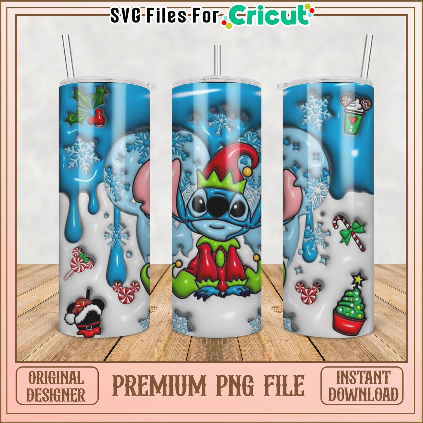 Christmas Stitch Tumbler PNG Design