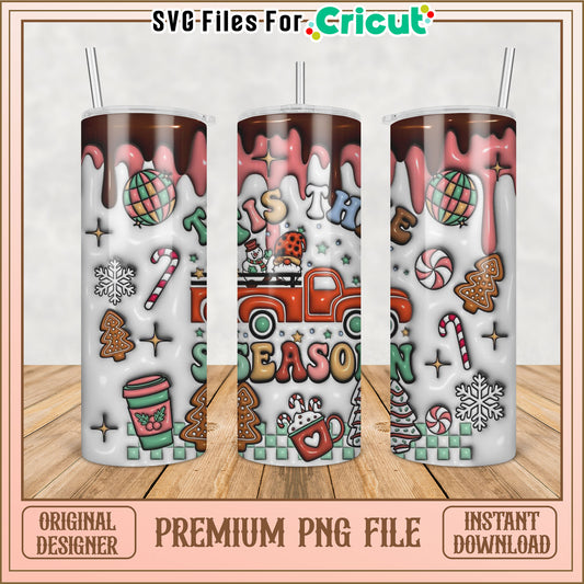 Christmas Themed Tumbler Design PNG for Cricut Instant Download