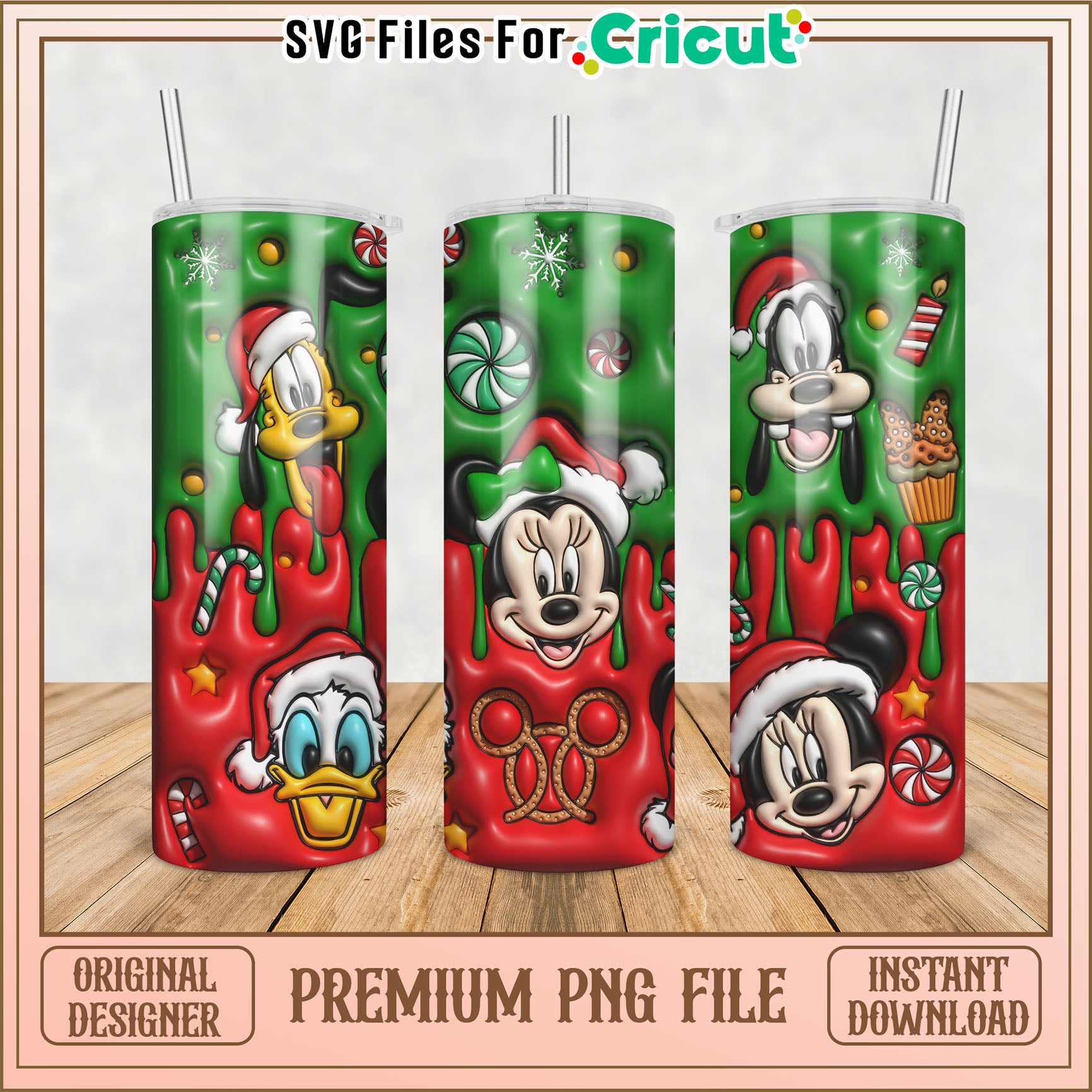 Christmas Themed Tumbler PNG Design for Cricut Lovers Downloadable