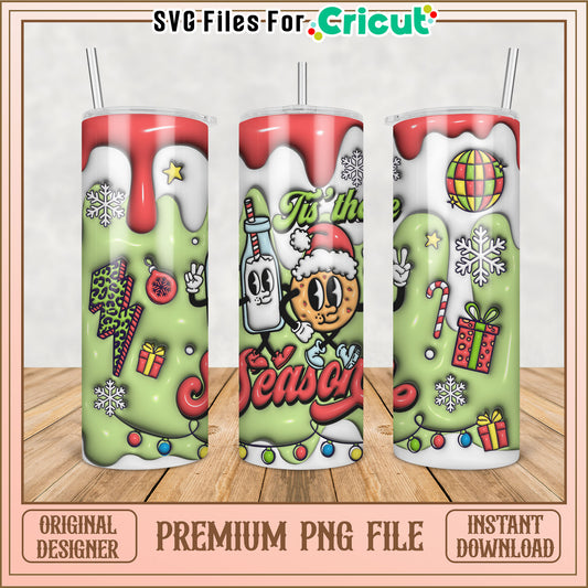 Christmas Themed Tumbler PNG Design for Cricut Projects Download