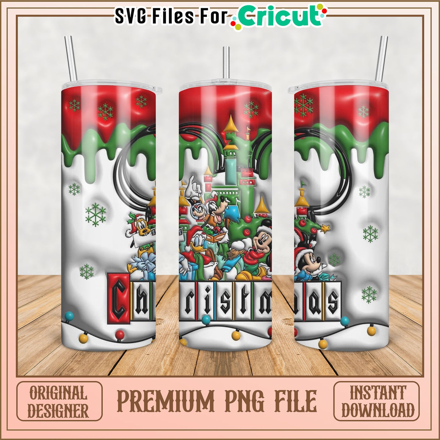 Christmas Themed Tumbler PNG File for Cricut DIY Projects