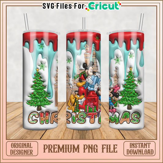 Christmas Tumbler Design PNG File Featuring Mickey and Friends